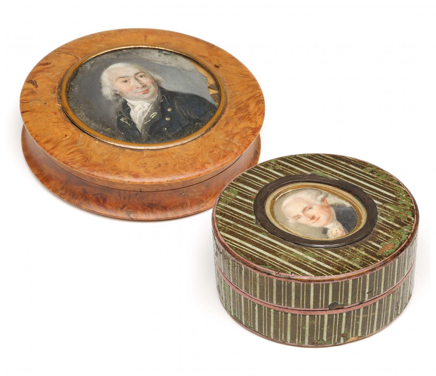 #495: TWO 19TH C. SNUFF BOXES WITH MINIATURE PORTRAITS