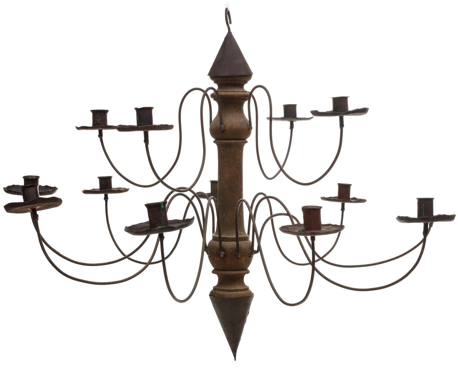 AN 18TH C. NEW ENGLAND THIRTEEN BRANCH CHANDELIER