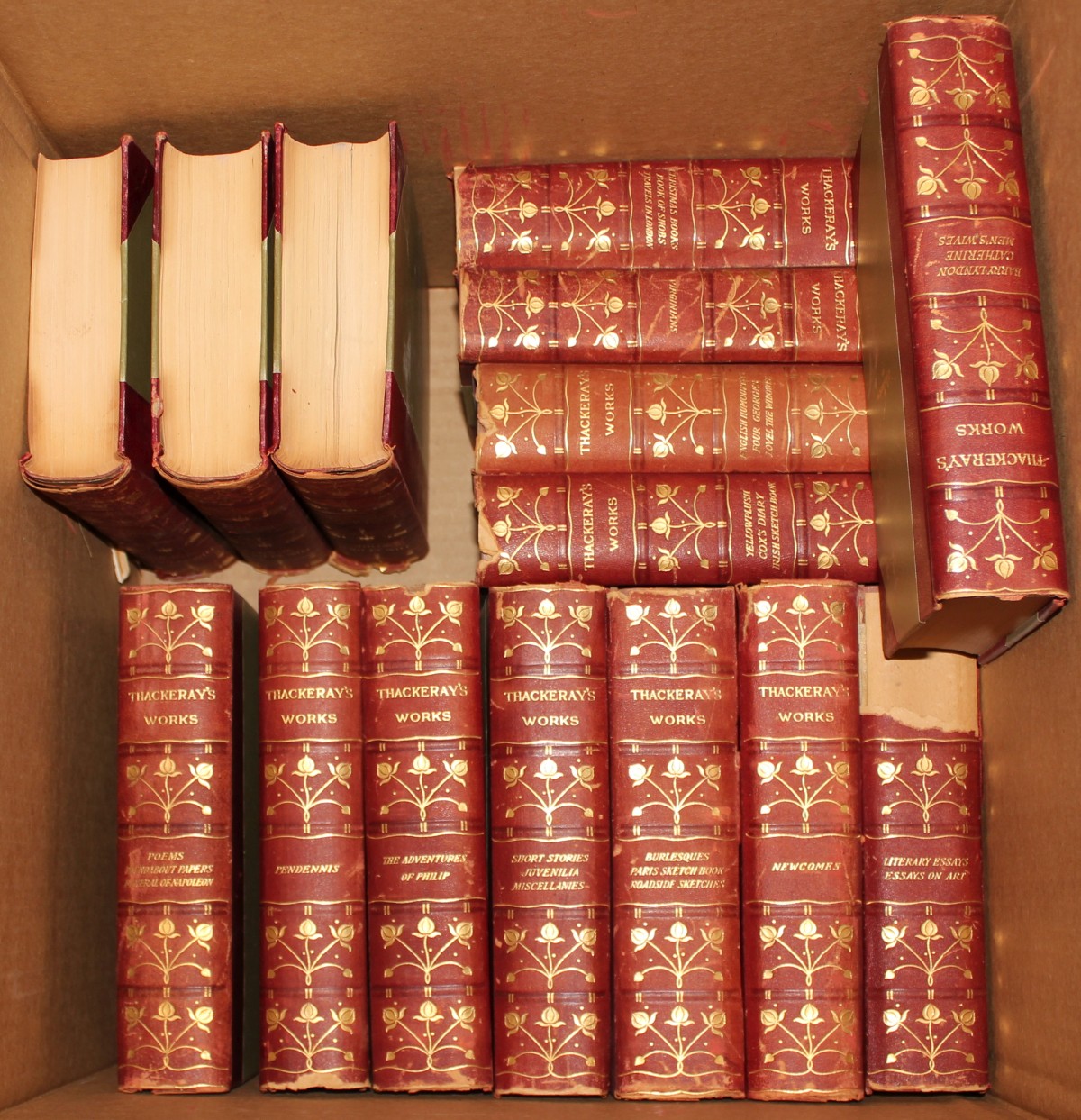 THACKERY'S WORKS, 15 LEATHER-BOUND VOLUMES
