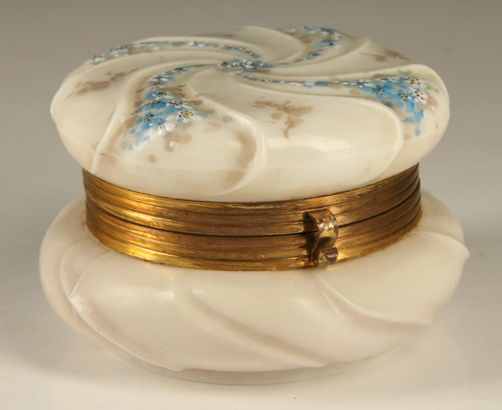 A WAVECREST HELMSCHMIED SWIRL CIRCULAR BOX