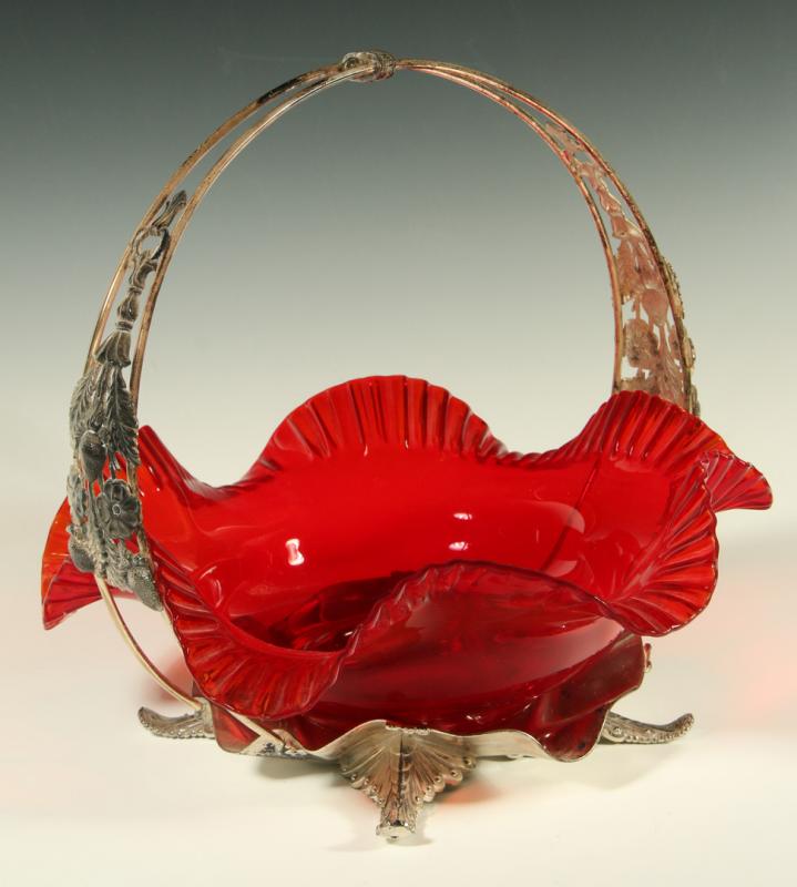A VICTORIAN PIGEON BLOOD BRIDE'S BASKET 