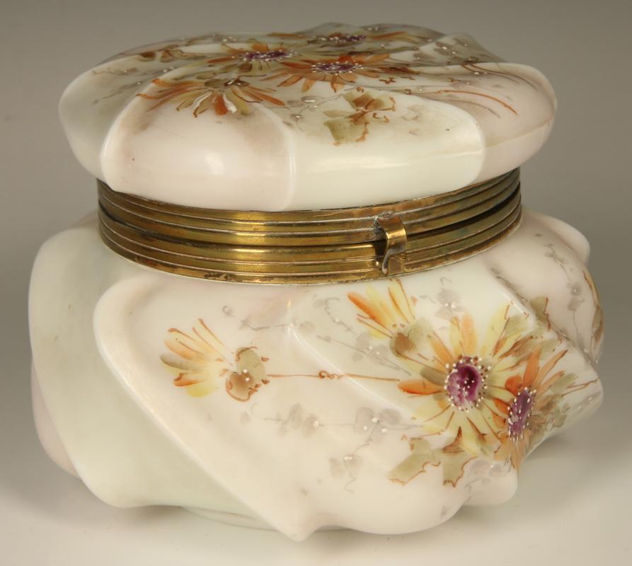 A WAVECREST HELMSCHMIED SWIRL CIRCULAR BOX