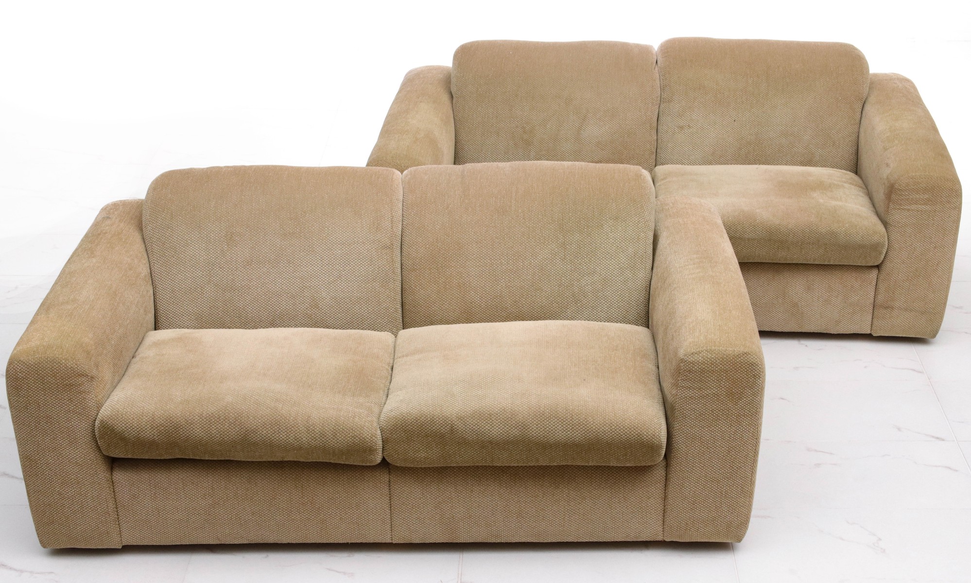 TWO LATE 20TH C. UPHOLSTERED LOVESEATS