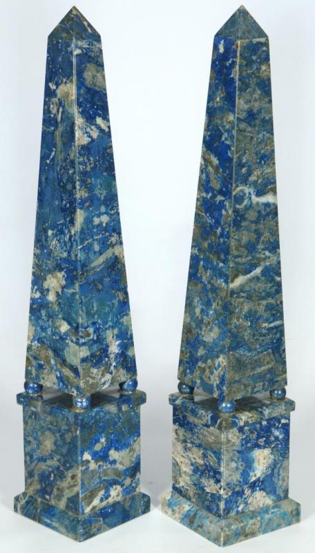 EARLY 20TH C. NEO-CLASSICAL LAPIS LAZULI OBELISKS