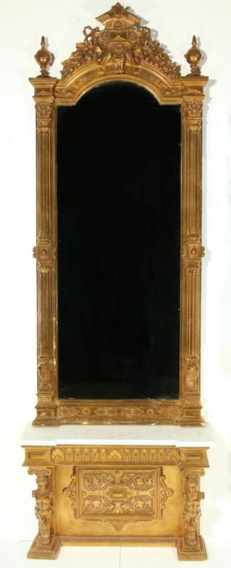 A 19TH C. RENAISSANCE REVIVAL GILT PIER MIRROR