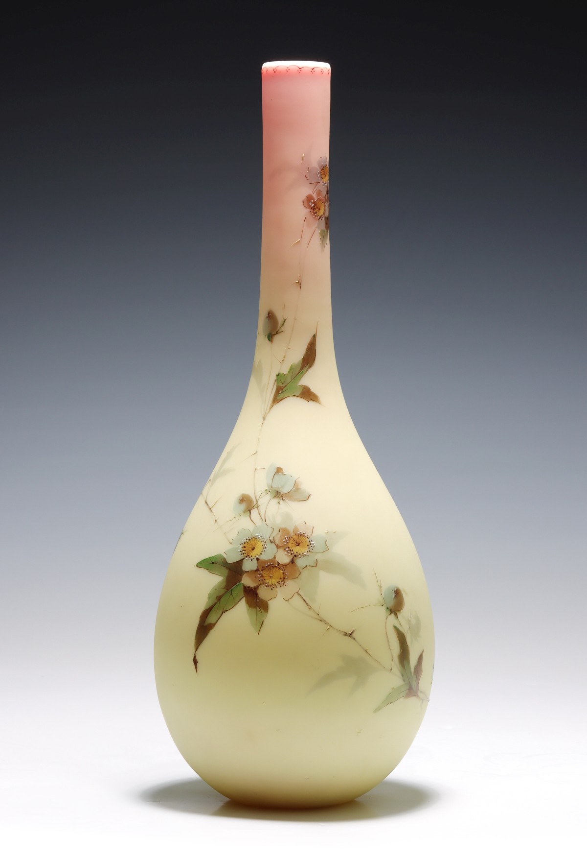 A DECORATED BURMESE WARE VASE SIGNED THOMAS WEBB
