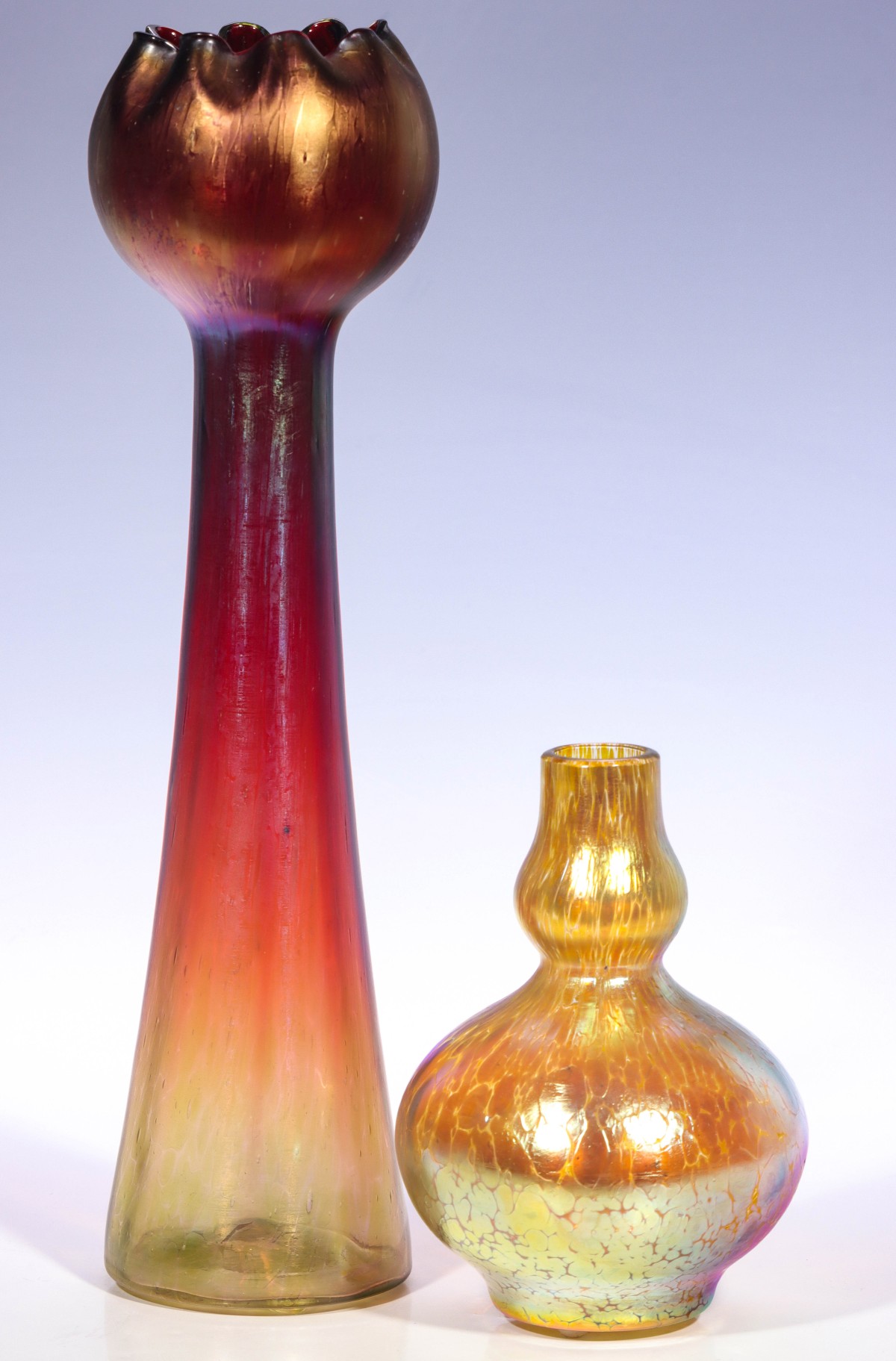TWO IRIDESCENT AUSTRIAN ART GLASS VASES CIRCA 1900