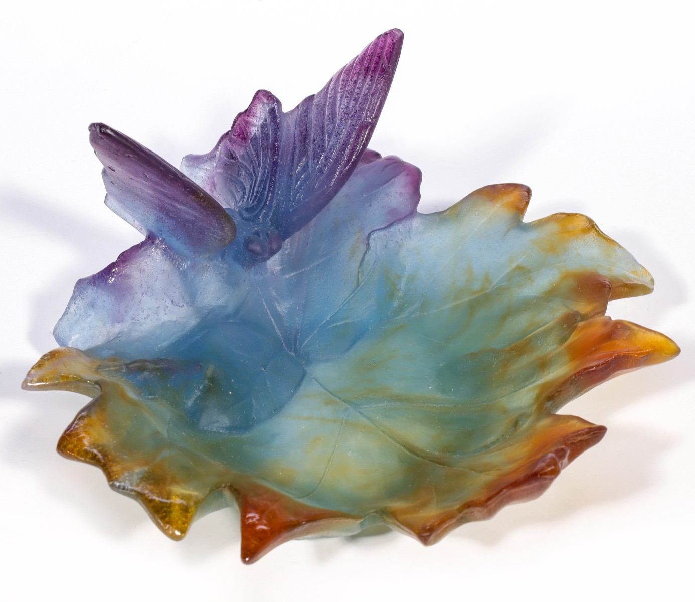 A 'GRAND PAPILLON' PATE DE VERRE BON BON SIGNED DAUM