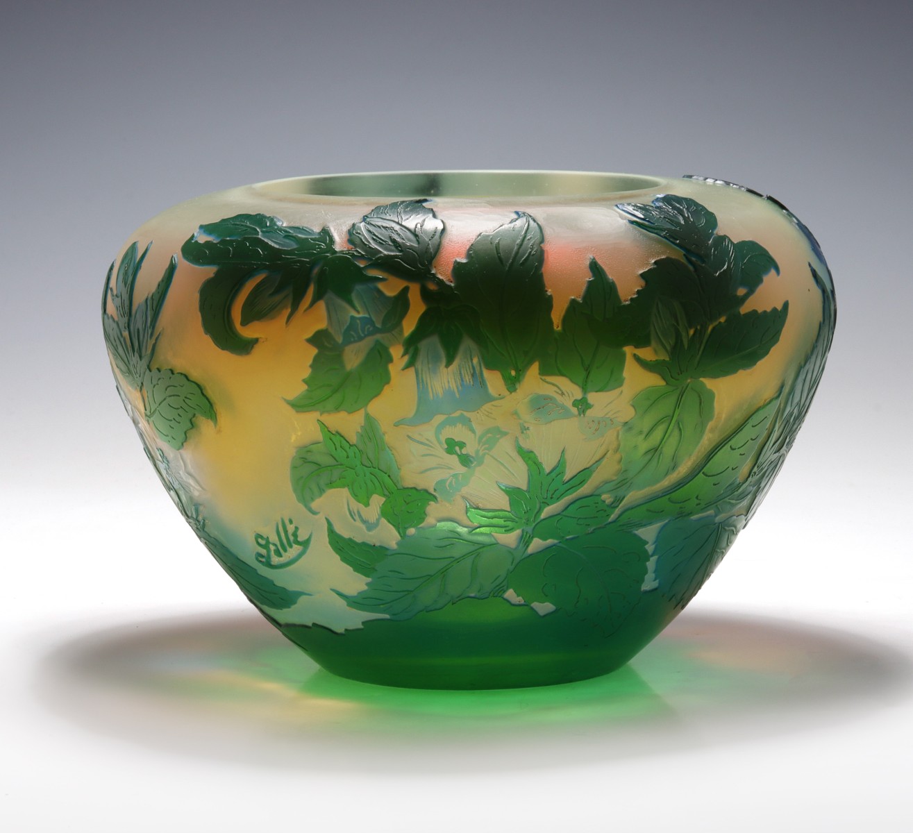 A FOUR COLOR FRENCH CAMEO GLASS VASE SIGNED GALLÃ‰