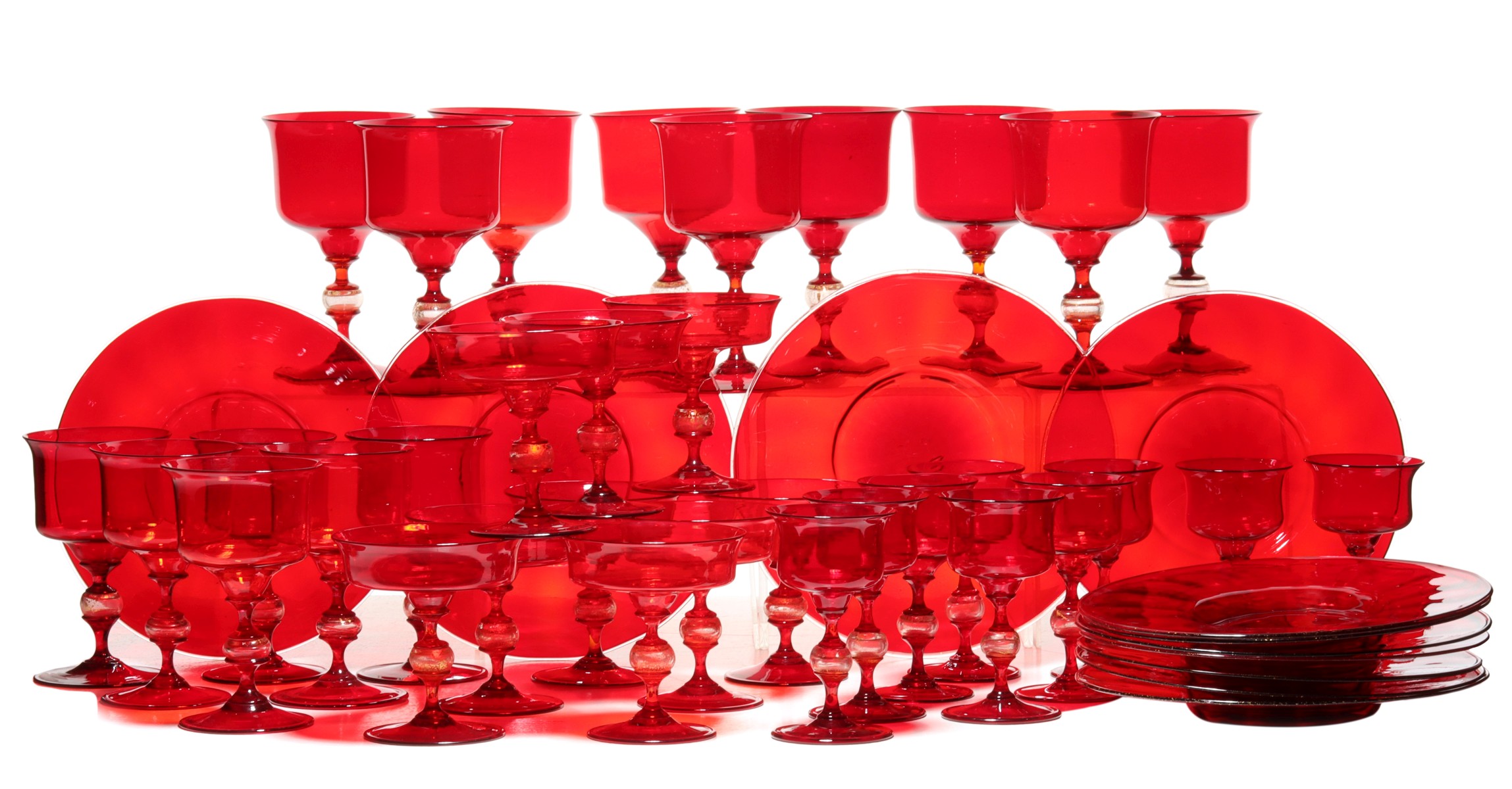 AN ITALIAN MURANO GLASS SERVICE ATTRIBUTED TO SALVIATI