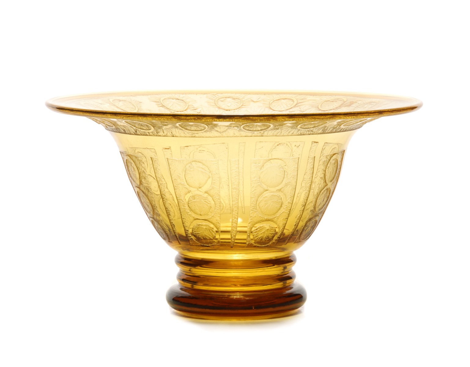 A FRENCH ART DECO ACID ETCHED GLASS BOWL SIGNED VERAME