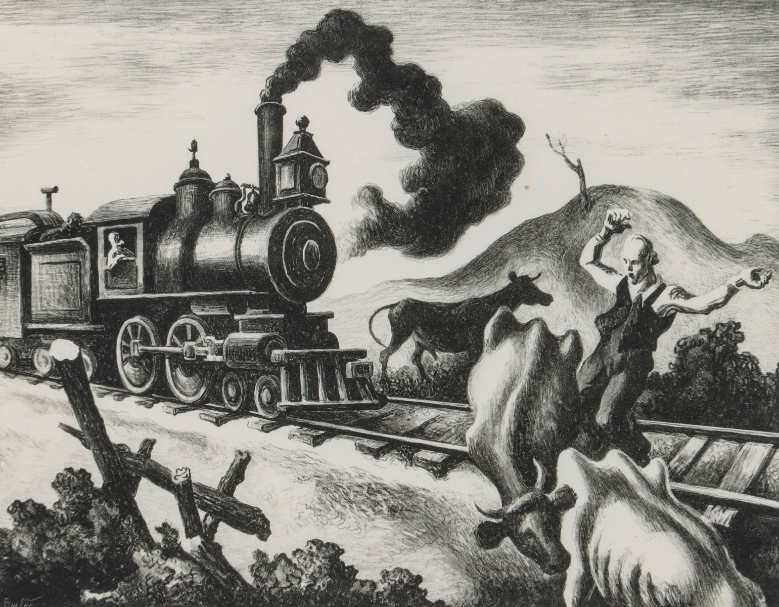 THOMAS HART BENTON (1889-1975) PENCIL SIGNED LITHO