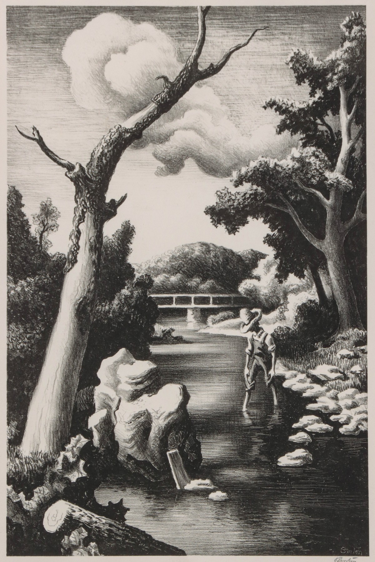 THOMAS HART BENTON (1889-1975) PENCIL SIGNED LITHO