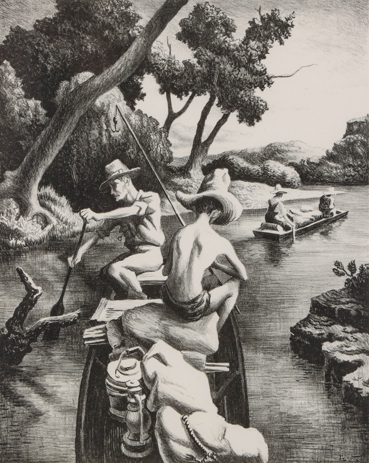 THOMAS HART BENTON (1889-1975) PENCIL SIGNED LITHO