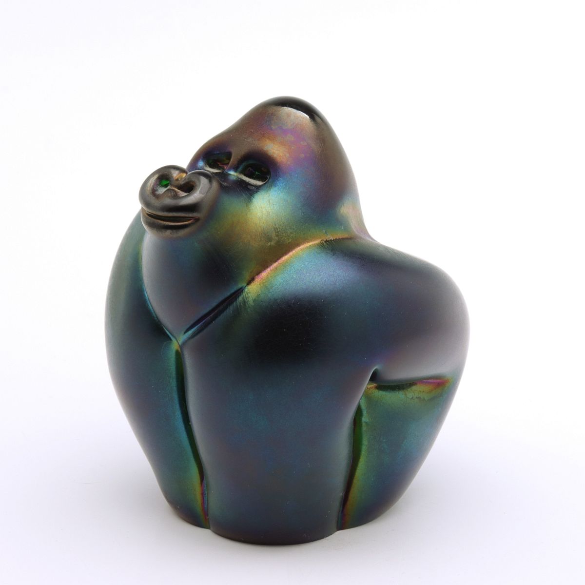 AN ORIENT AND FLUME ART GLASS GORILLA PAPERWEIGHT
