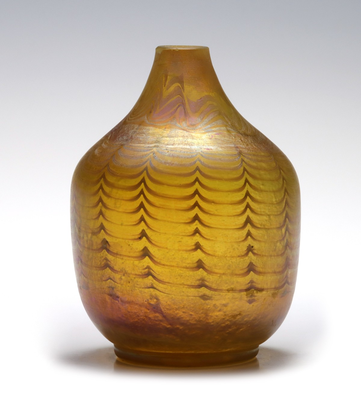 A REDUCED ART GLASS VASE SIGNED TIFFANY FAVRILE