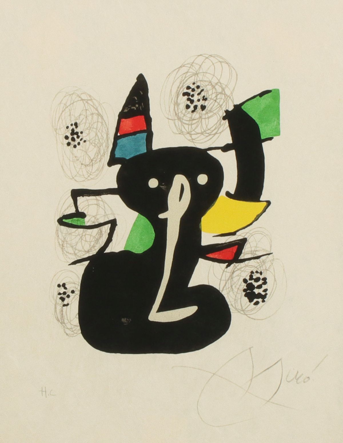 JOAN MIRÃ' (1893-1983) PENCIL SIGNED COLOR LITHO