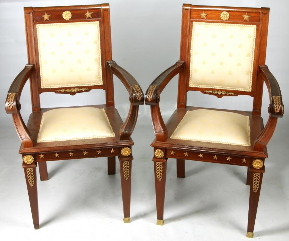 A PAIR OF EARLY 20TH C. NAPOLEON III STYLE FAUTEUILS