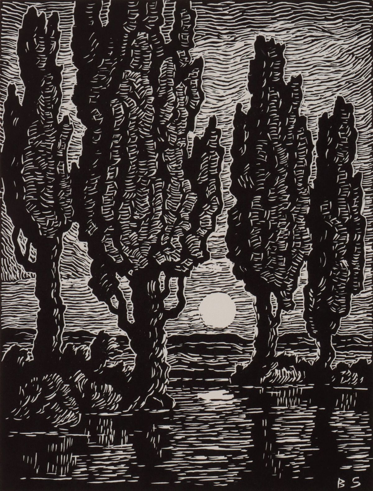 BIRGER SANDZEN (1871-1954) PENCIL SIGNED LINOCUT