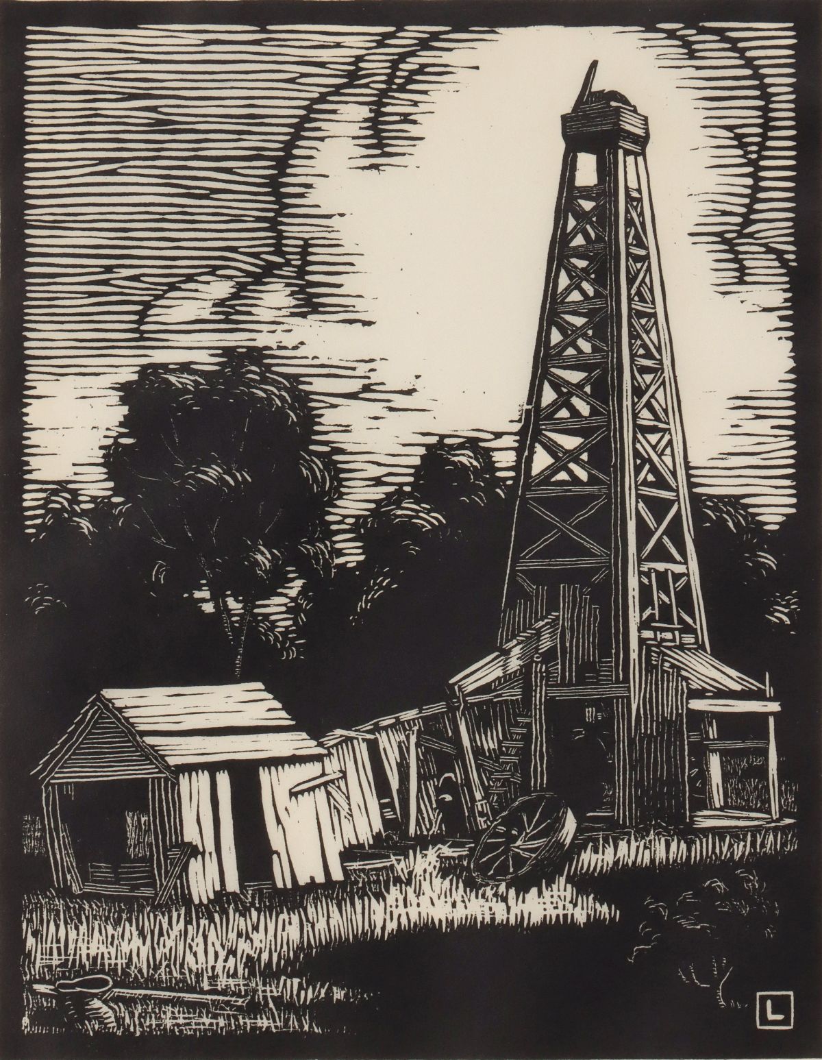 HERSCHEL C LOGAN (1901-1987) PENCIL SIGNED WOODBLOCK