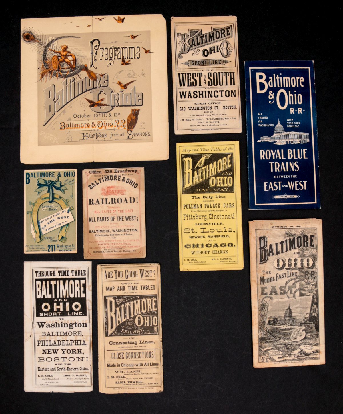 1880s AND 1890s B & O RAILROAD EPHEMERA