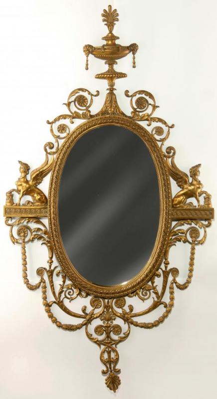 EDWARD F. CALDWELL CO GEORGE III STYLE BRONZE MIRROR 