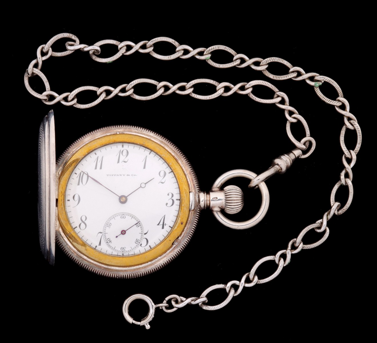 A SWISS .935 SILVER POCKET WATCH SIGNED TIFFANY & CO