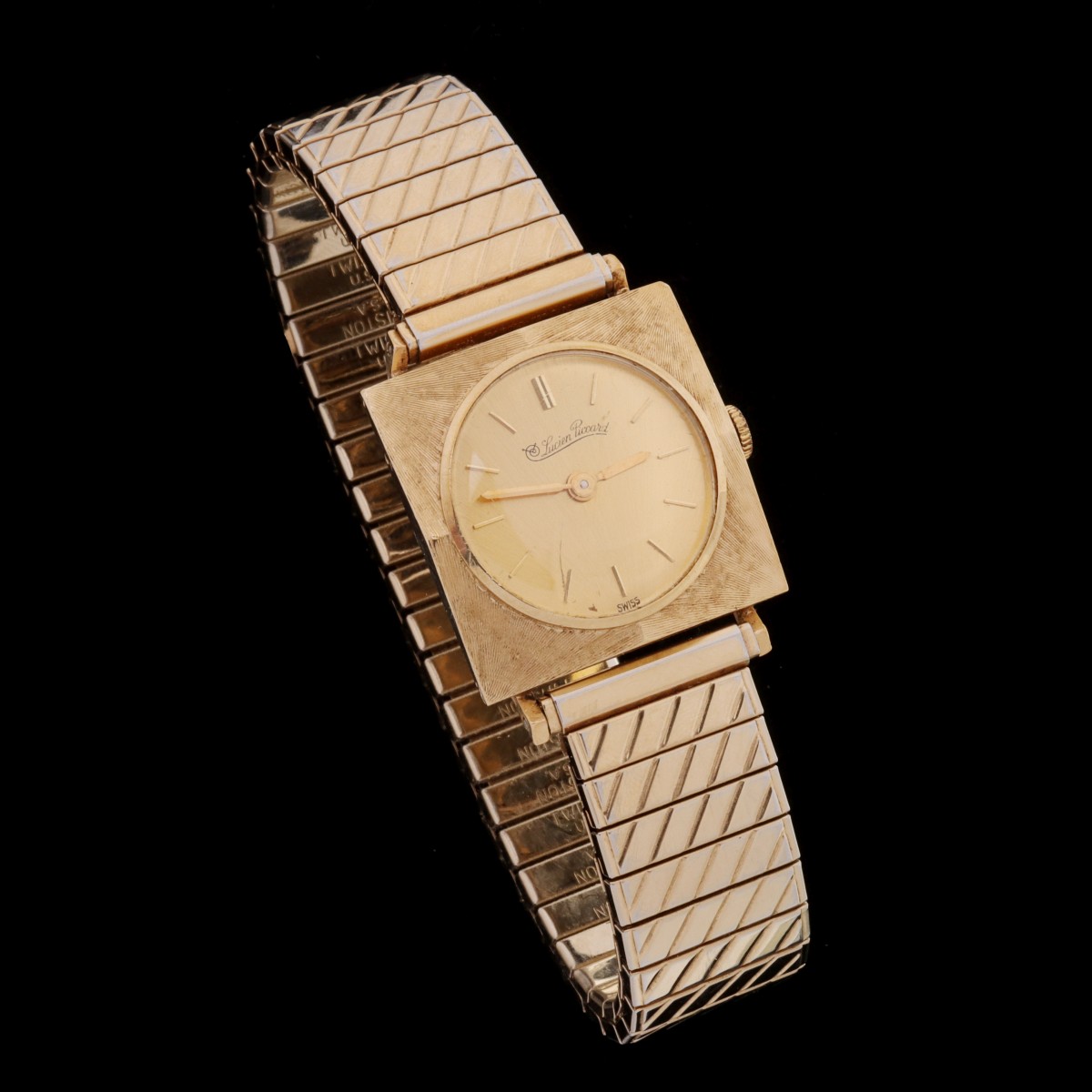 A LUCIEN PICCARD 14K GOLD WRIST WATCH