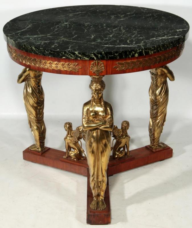 A LATE 19TH C. EMPIRE STYLE MAHOGANY CENTER TABLE 