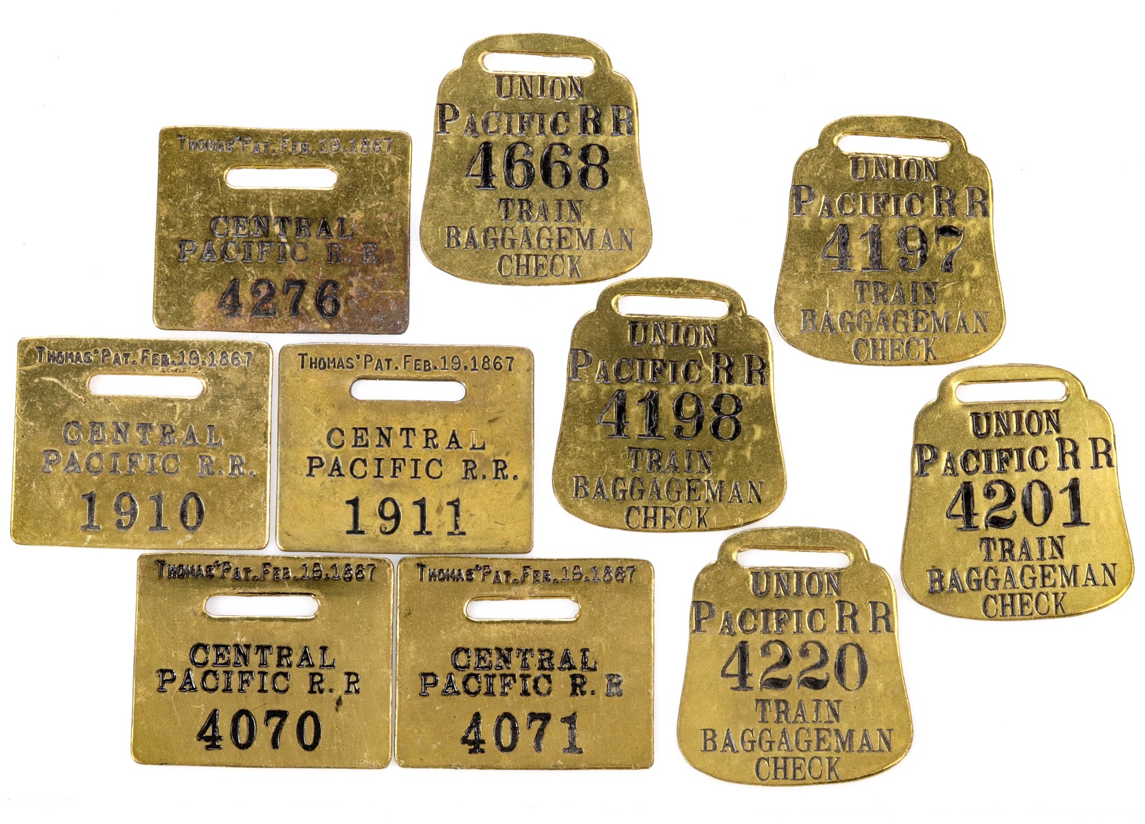 COMMEMORATIVE BAGGAGE TAGS STAMPED GOLDEN SPIKE