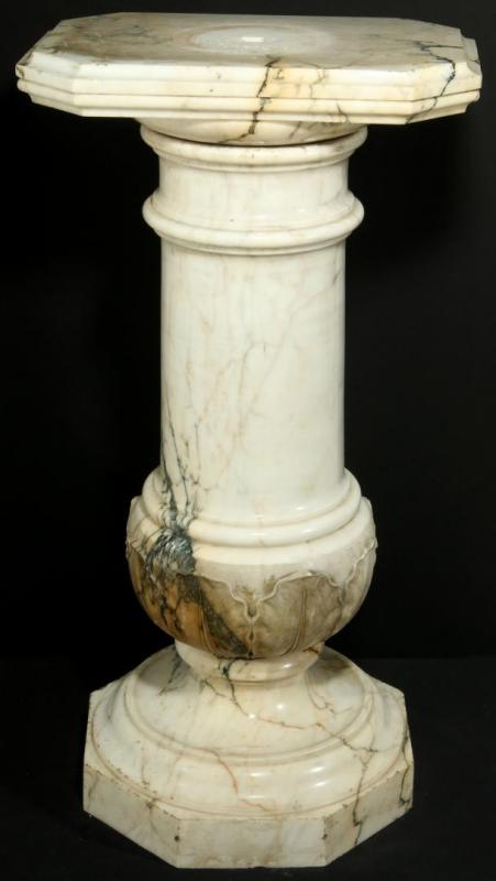 A MASSIVE 19TH CENTURY WHITE MARBLE PEDESTAL