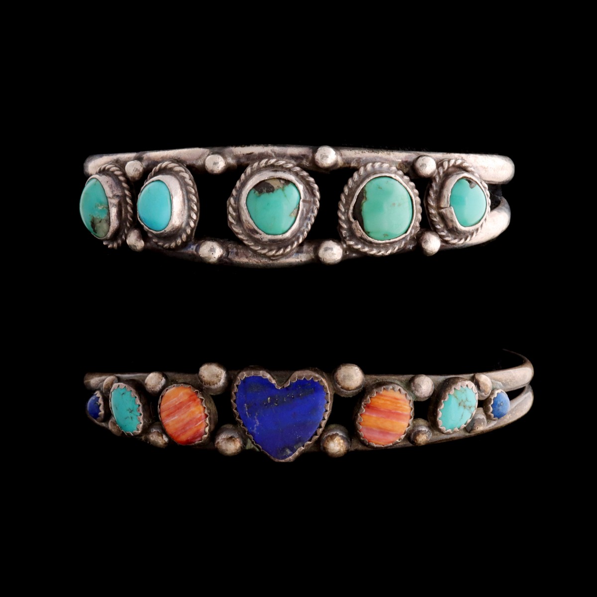 TWO NAVAJO STERLING SILVER CUFF BRACELETS