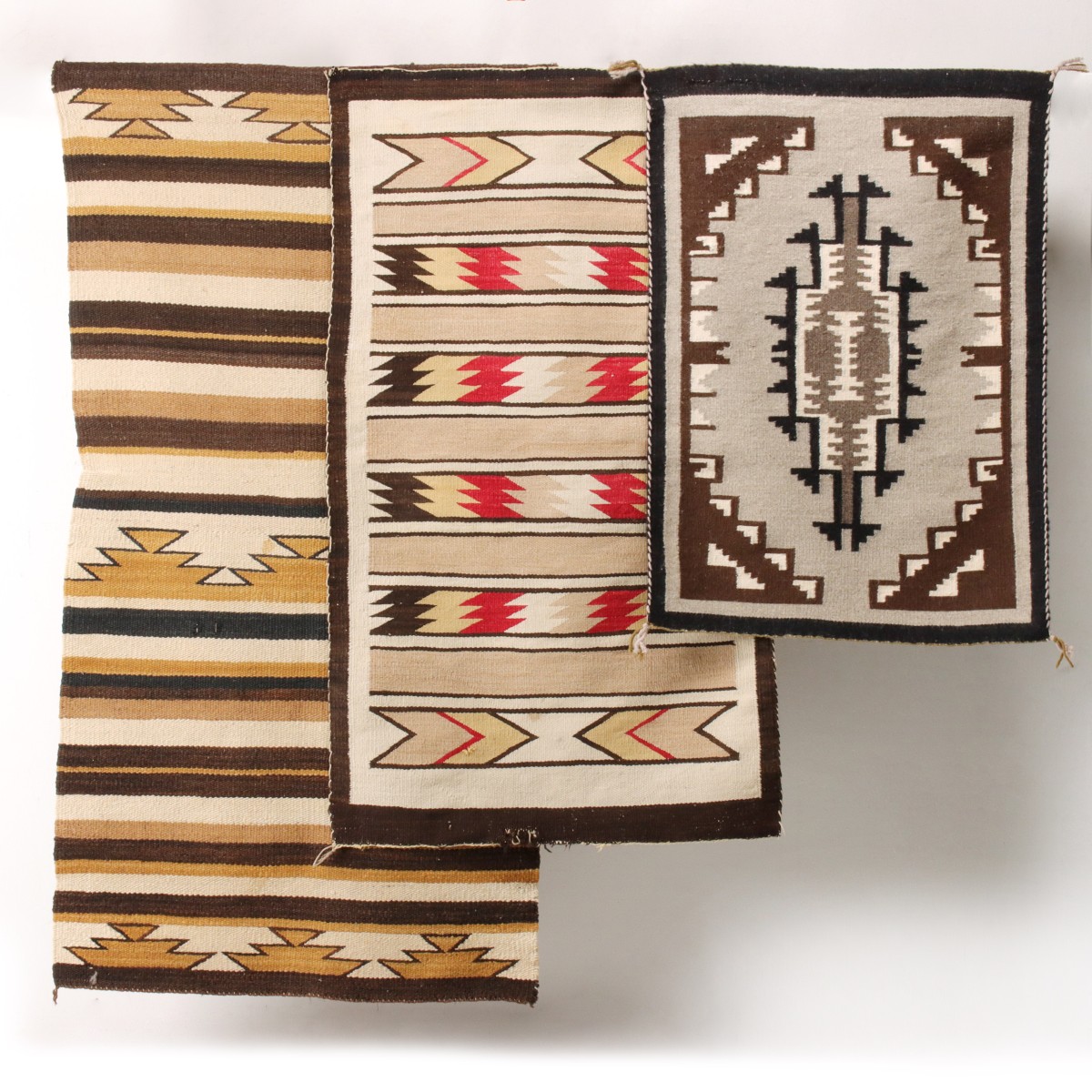 LATE 20C WIDE RUINS, TWO GREY HILLS NAVAJO WEAVINGS