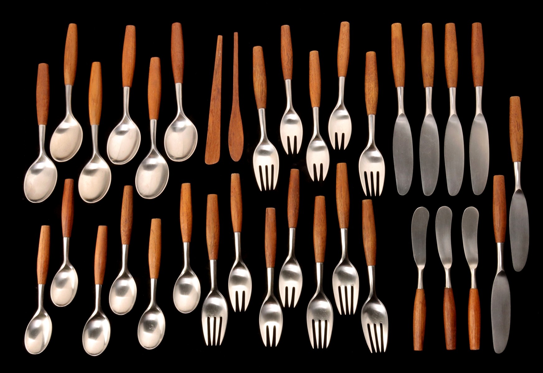 JENS QUISTGAARD TEAK HANDLE FLATWARE FOR DANSK