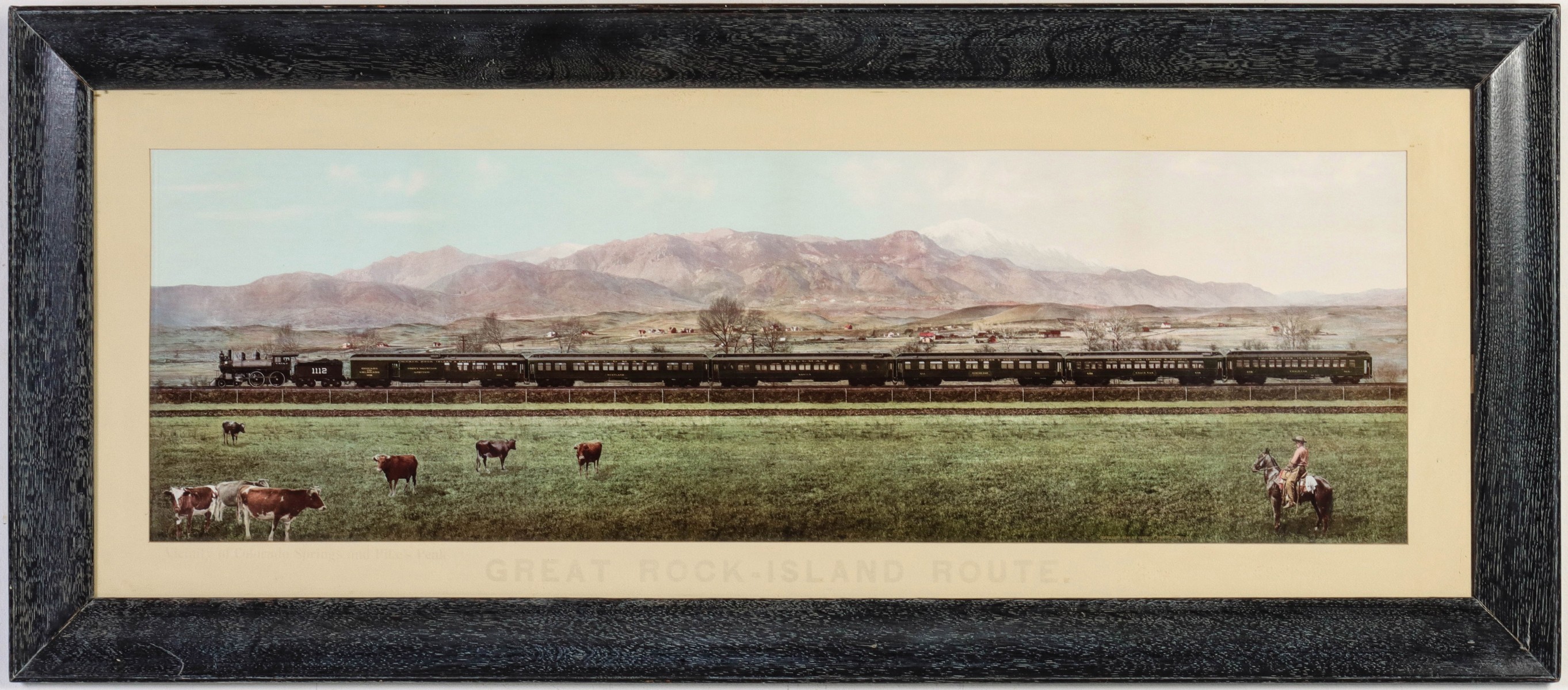 CRI&P PANORAMA OF THE ROCKY MOUNTAIN LIMITED CIRCA 1900