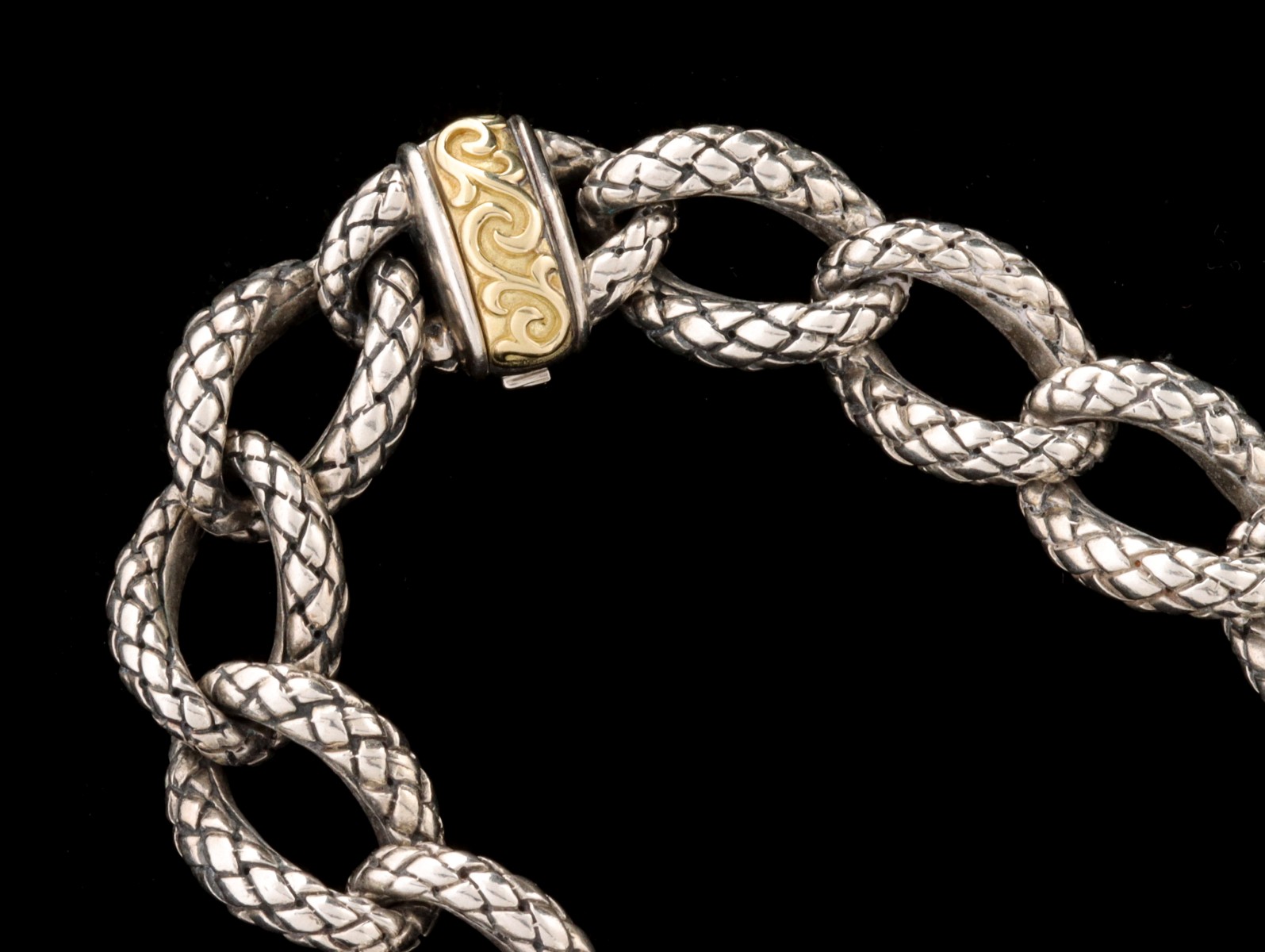 A SCOTT KAY STERLING PYTHON NECKLACE WITH 18K GOLD