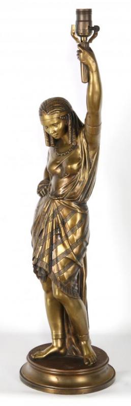 A FRENCH 'RETOUR D'EGYPTE' BRONZE FIGURAL LAMP