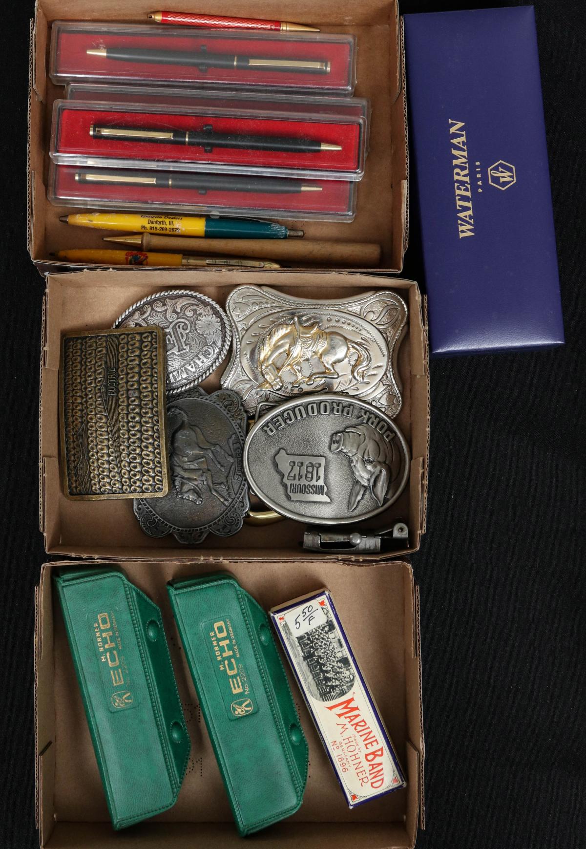 WESTERN BELT BUCKLES, LUXURY PENS, HOHNER HARMONICAS