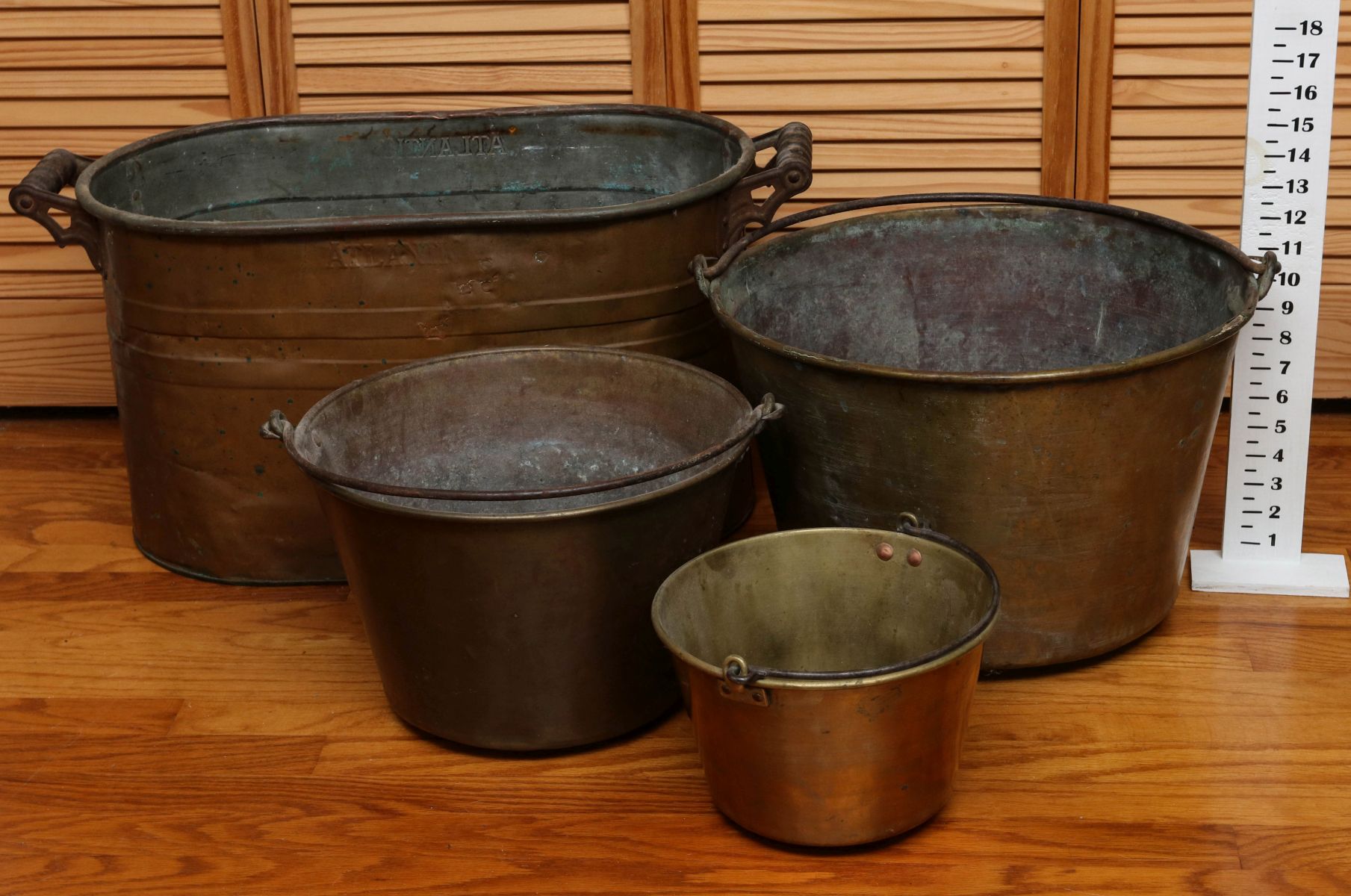 BRASS AND COPPER KETTLES AND BOILER CIRCA 1860s