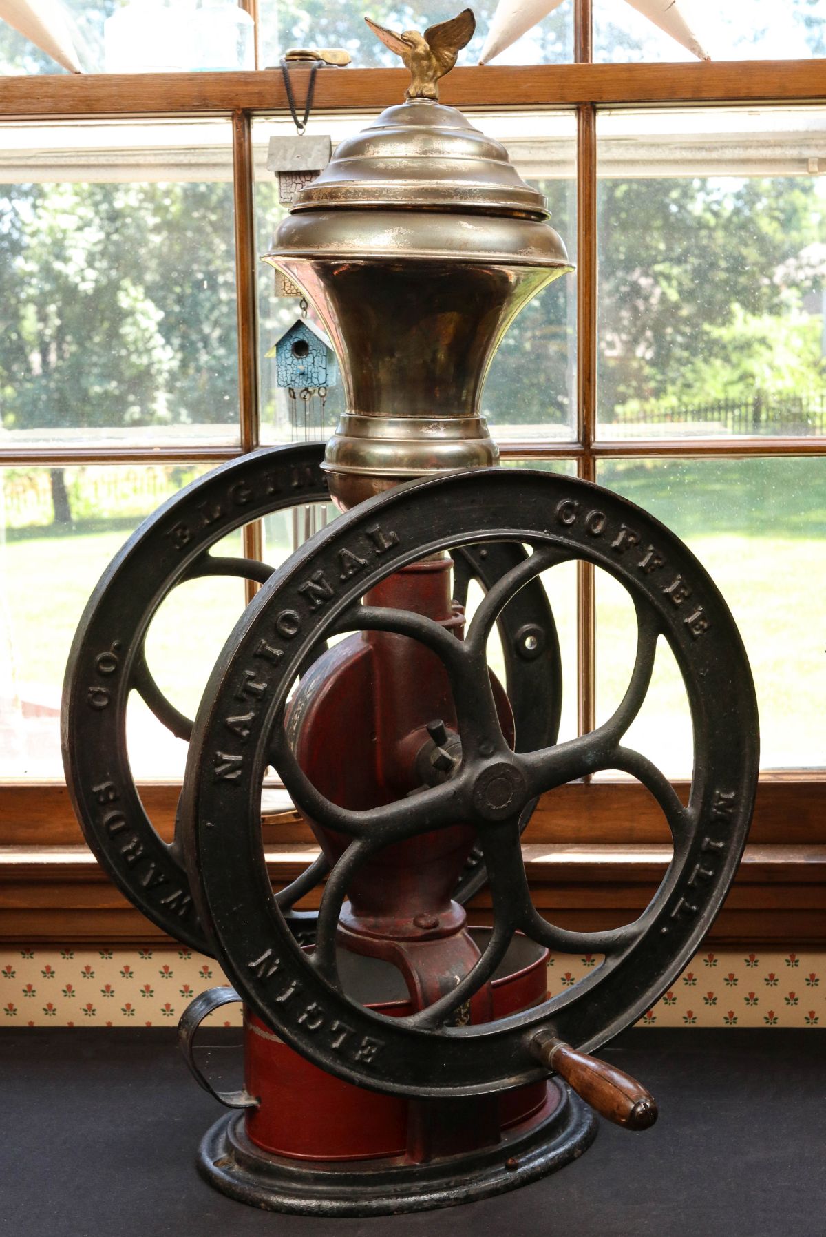 AN ELGIN NATIONAL DOUBLE WHEEL COFFEE MILL