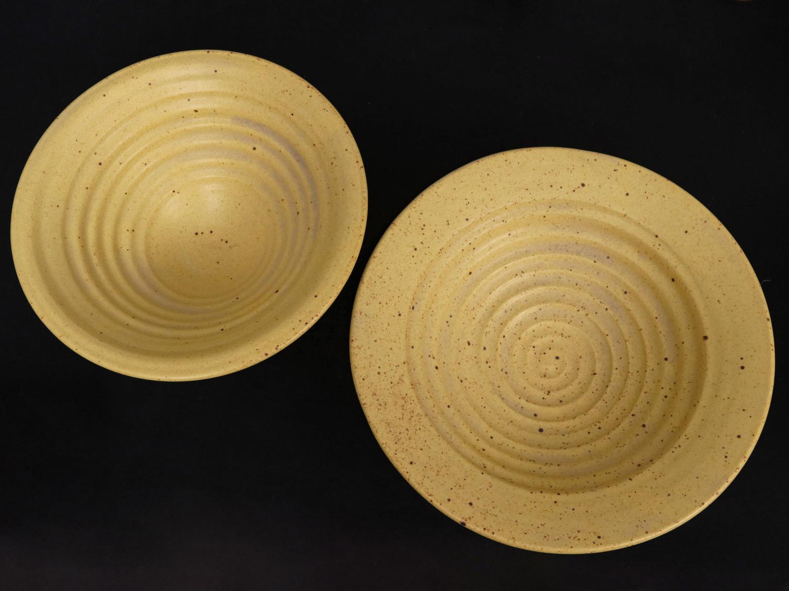 TWO INTERESTING STUDIO POTTERY BOWLS