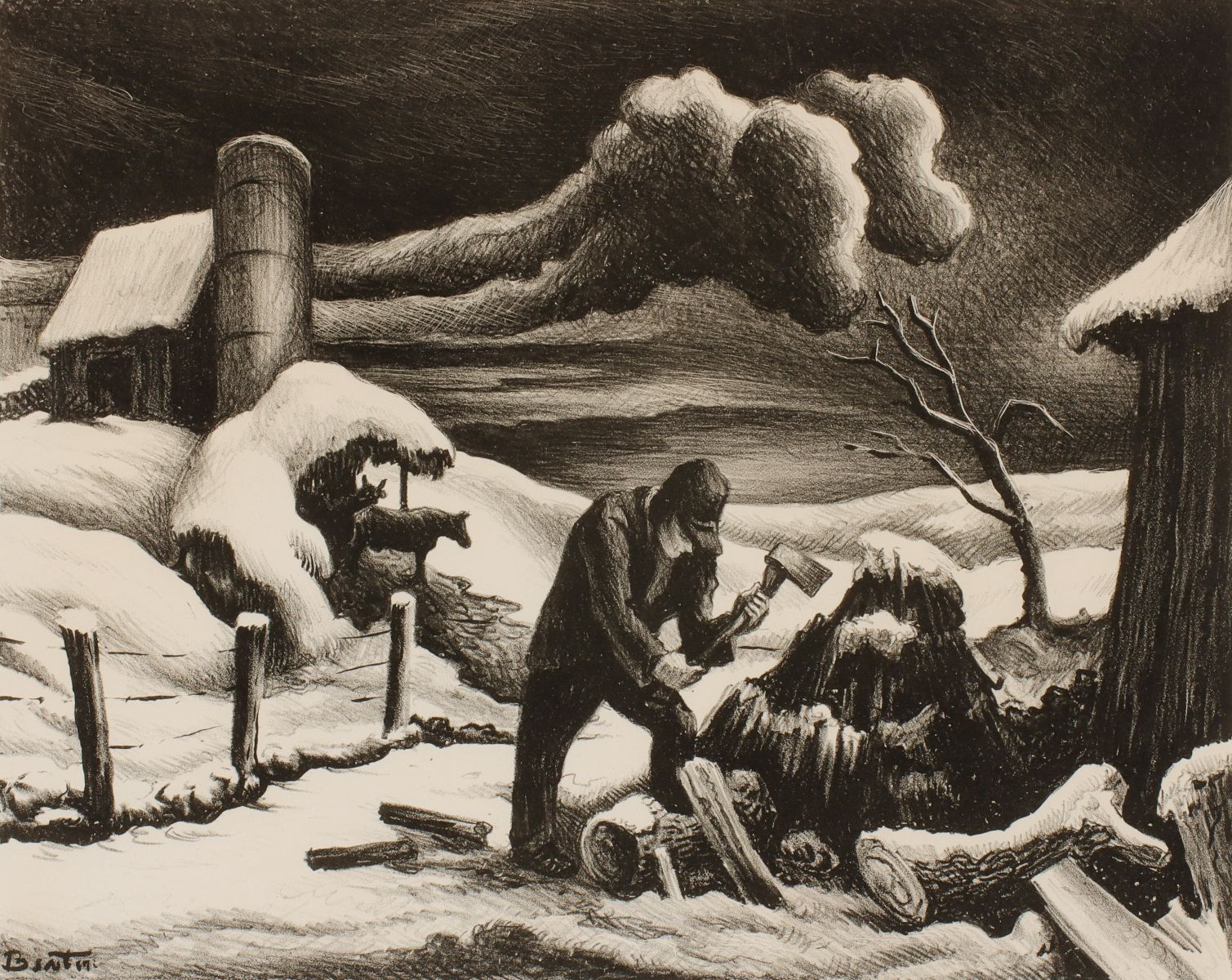 THOMAS HART BENTON (1889-1975) PENCIL SIGNED LITHO