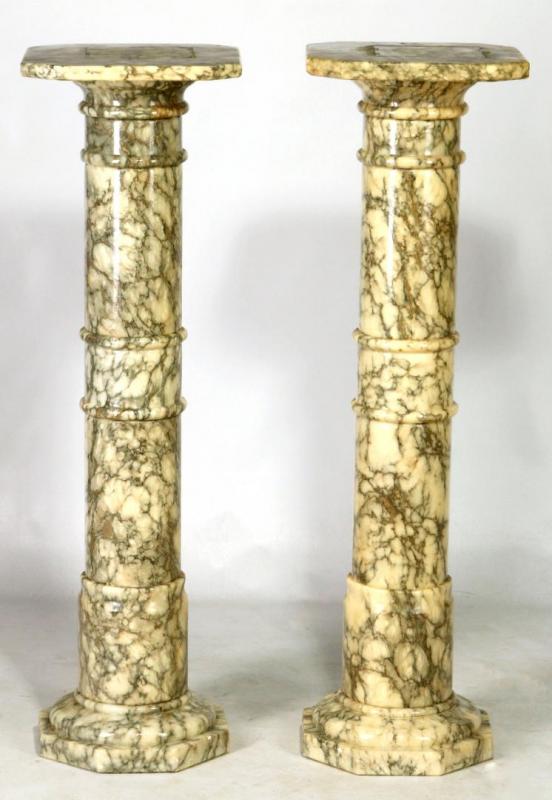 TWO SIMILAR ITALIAN MARBLE PEDESTALS