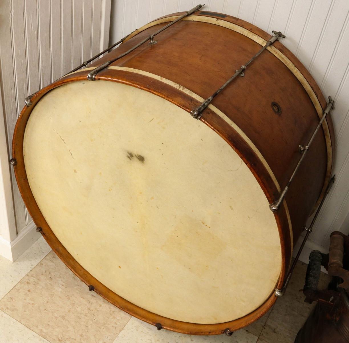 AN EARLY 20TH C WURLITZER CONCERT BASS DRUM