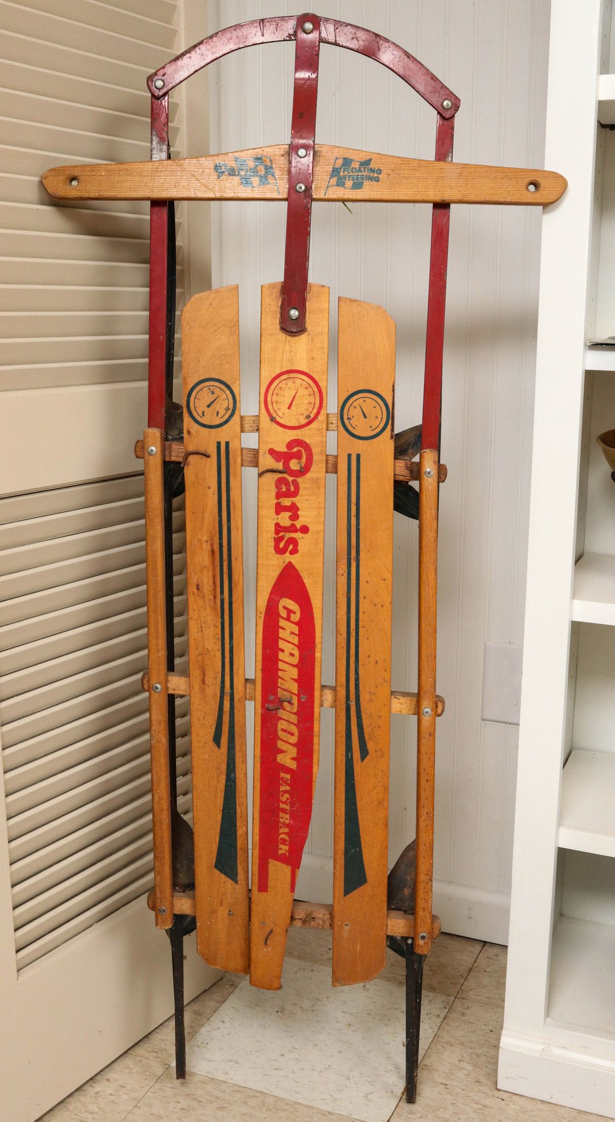 A PARIS CHAMPION FASTBACK VINTAGE SNOW SLED