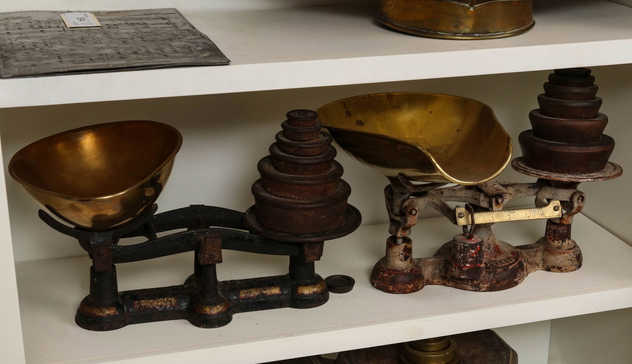 TWO SETS OF ANTIQUE IRON BALANCE SCALES