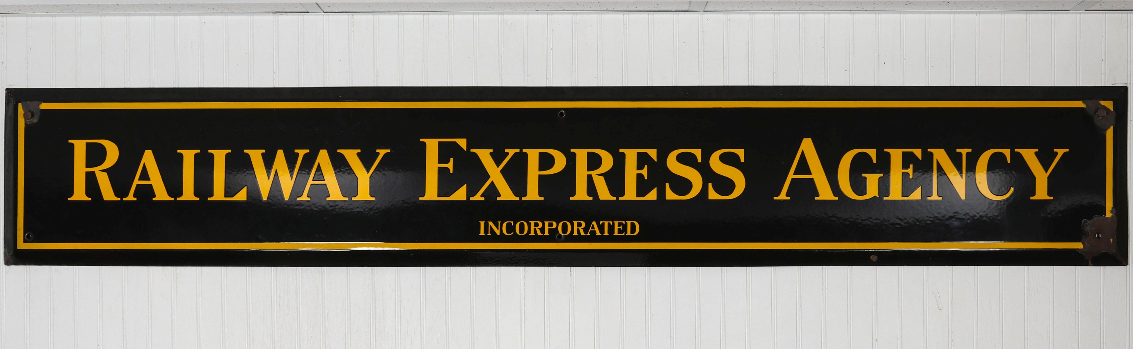 SELF FRAMED RAILWAY EXPRESS PORCELAIN ENAMEL SIGN