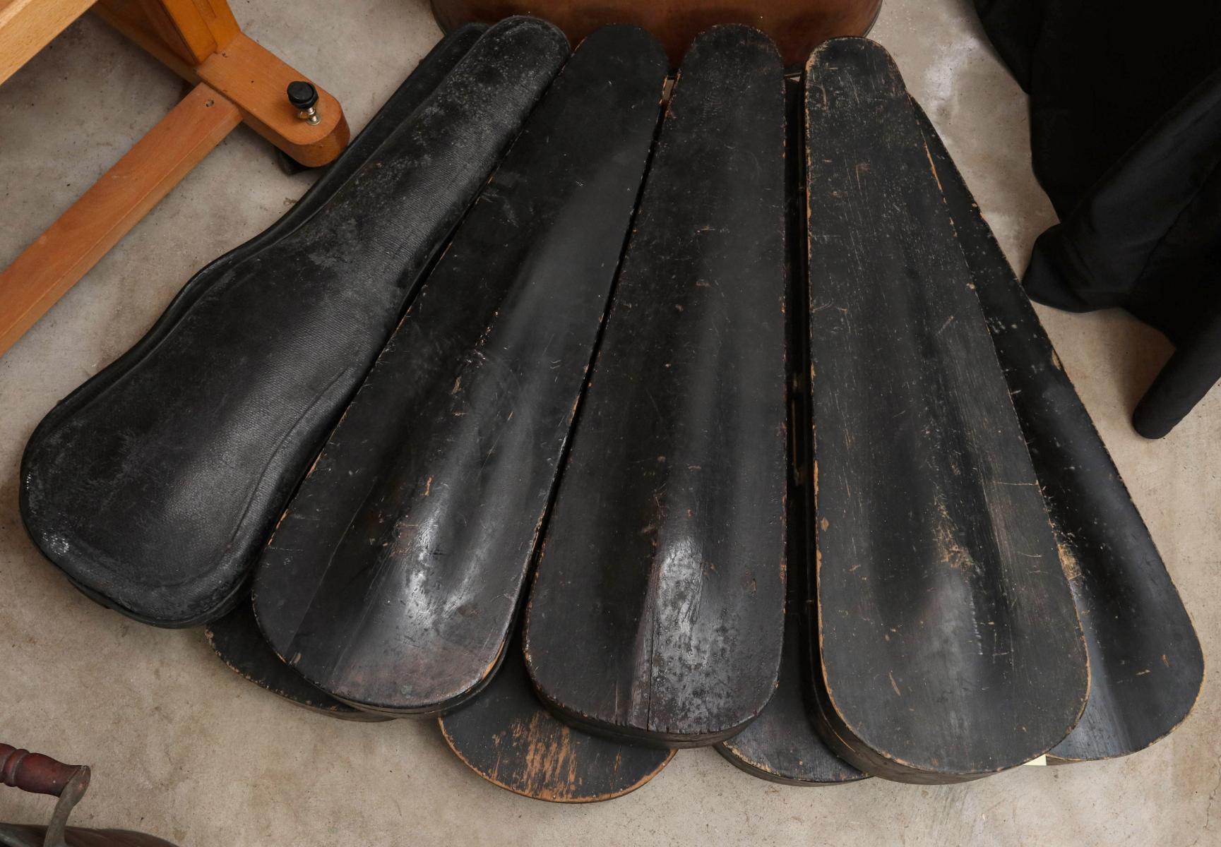 SEVEN ANTIQUE WOODEN VIOLIN CASES