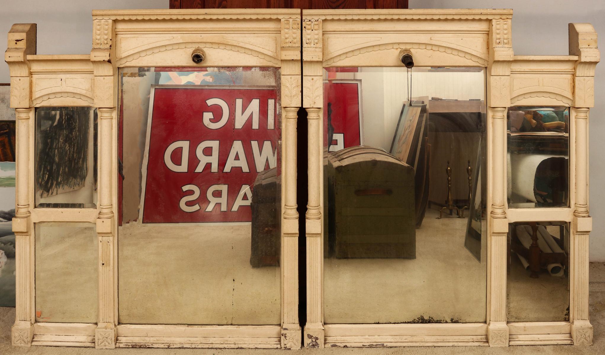 AN 1880s BARBERSHOP BACK BAR MIRROR