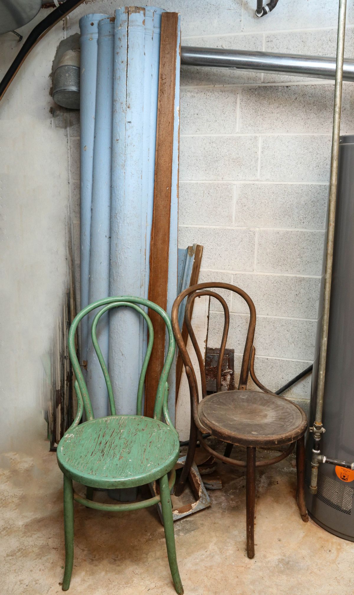 PORCH COLUMNS AND BENTWOOD CHAIRS